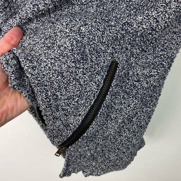 Madewell Landmark Texture Knit Sweater Marled Black Size XS Crew Neck Zipper Top - Picture 7 of 12